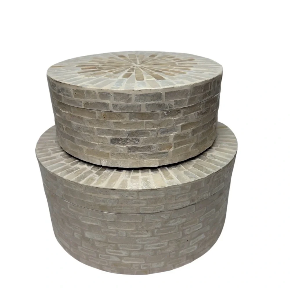 Mother‎ Of the pearl Round Box, Handmade Mother Of Pearl Storage Box, Decor Box